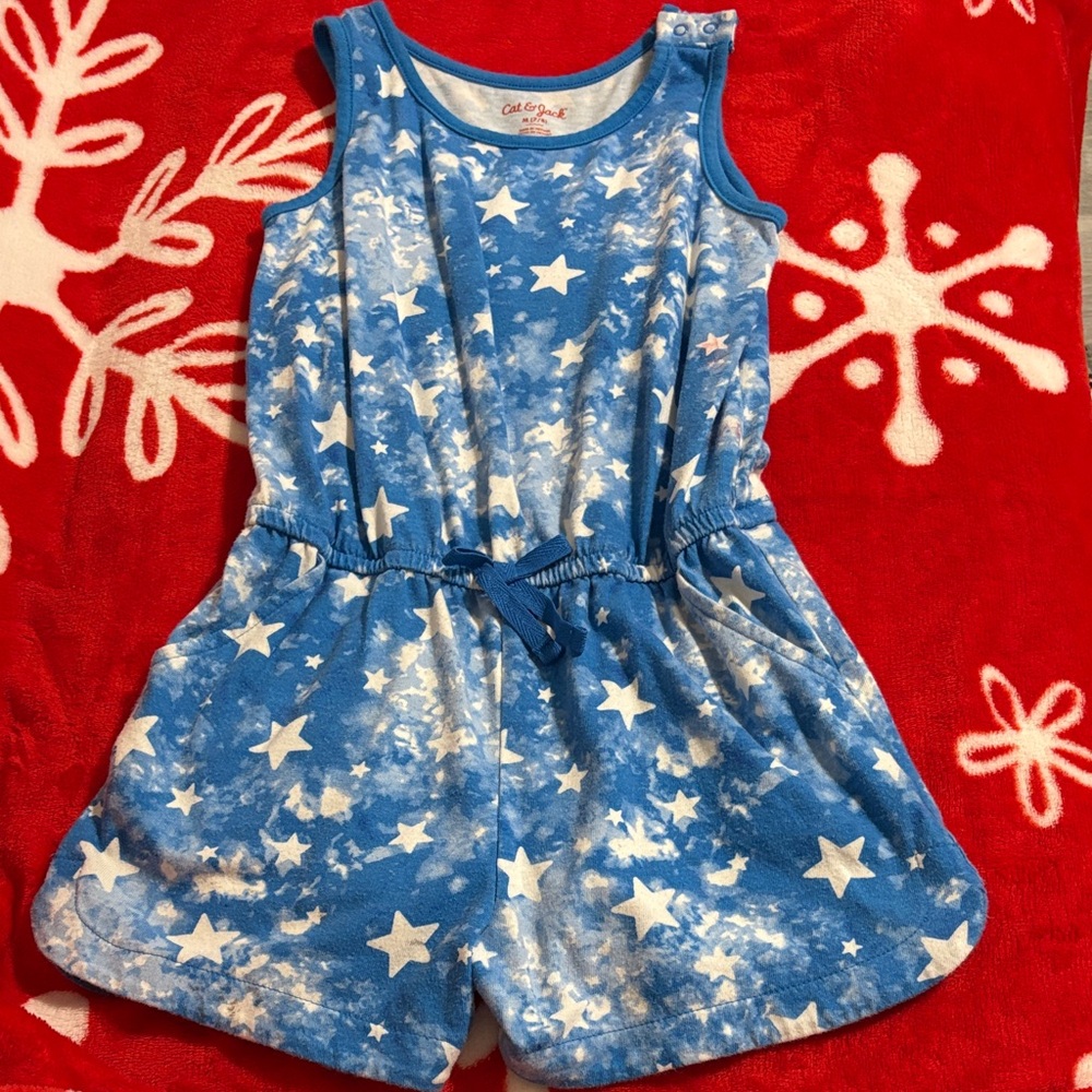 Cat & Jack Blue & White Starry Romper